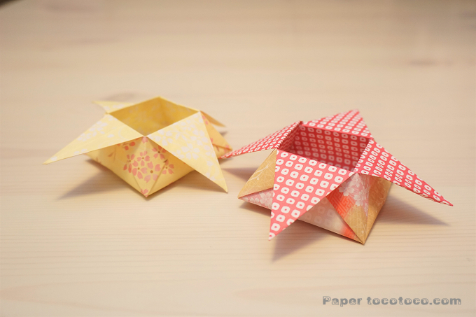 折り紙☆角香箱(つのこうばこ)の折り方☆使える基本の角香箱