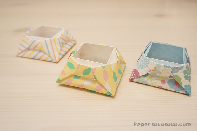 折り紙☆角香箱(つのこうばこ)の折り方☆角香箱のアレンジ3