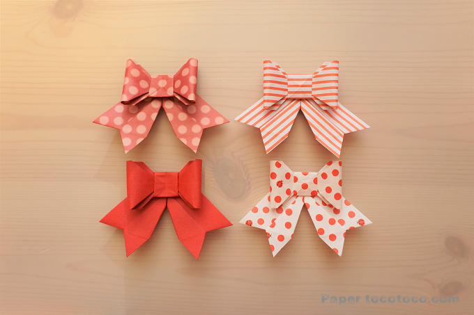 リボン Bow おりがみレシピのpaper Tocotoco