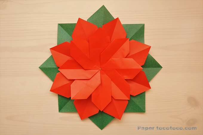 折り紙☆ポインセチアの折り方☆折り紙4枚で作れる！クリスマス飾りに 