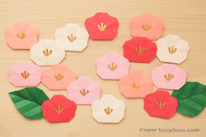 折り紙 梅の花の折り方 ひな祭りお正月のお飾りに 簡単可愛いウメの花 おりがみレシピのpaper Tocotoco